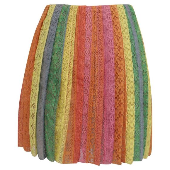 Valentino Garavani Lace Mini Skirt in Multicolor Cotton - Picture 3 of 6